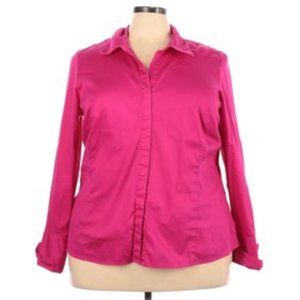 Lane Bryant Cotton Collar Button 3/4 Pink Shirt. Size 28. Classy